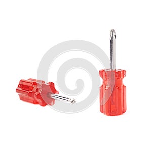 Set of cruciform screwdriver isolated over white background