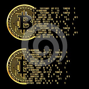 Set of crypto currency bitcoin golden symbols