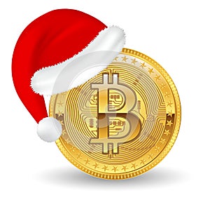 Set of crypto currency golden with christmas concept or digital currency bitcoin or digital payment currency  etherum litecoin photo