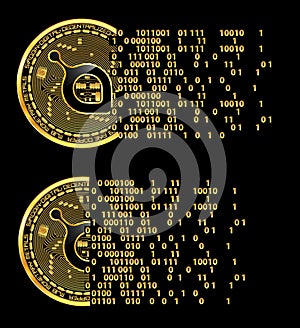 Set of crypto currency siacoin golden symbols