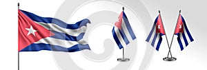 Set of Cuba waving flag on isolated background vector illustration