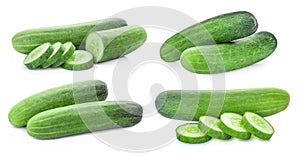 Set of cucumber isolated on white background
