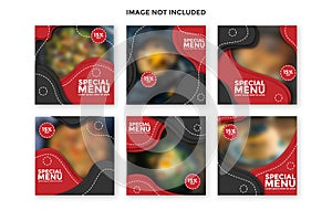 Set of culinary sale instagram post banner collection.social media posts templates.fully editable instagram and facebook square po