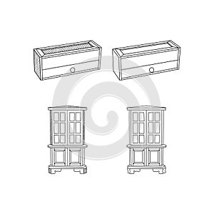 set of Cupboard furniture minimalist logo, vector icon illustration design template