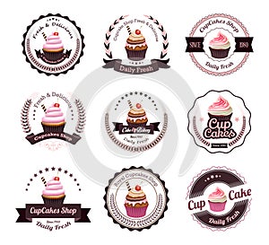 Set of cupcake bakery labels