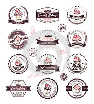 Set of cupcake bakery labels