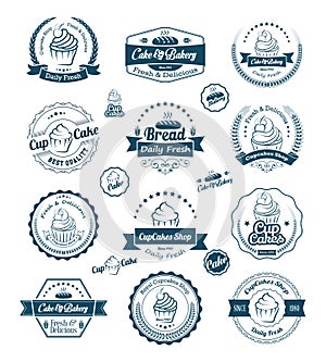 Set of cupcake bakery labels