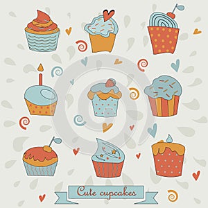 Set of cupcakes