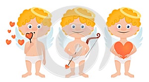 Set of cupid, valentines day isolated vector