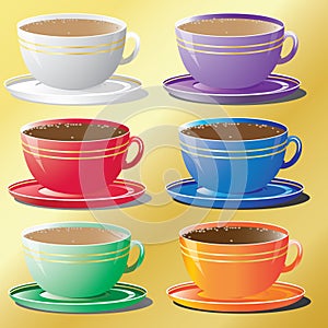 Set of cups in different colors