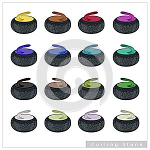 Set of Curling Stone on White Background