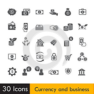 Set of Currency and business icon isolated on white background v