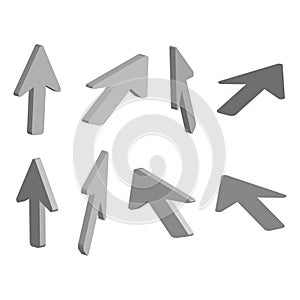 Set of cursor arrows in 3D style. Vector illustration. EPS 10.