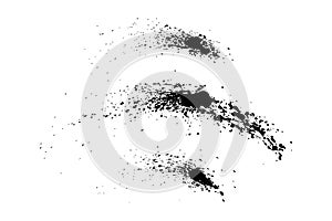 Set of curved splash ink stains. Spray half rounds. Splattered curve lines. Vector illustration.