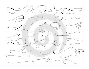 Set of custom decorative swashes and swirls, white on black. Great for wedding invitations, cards, banners, page