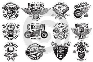 Set of custom motorcycle emblems