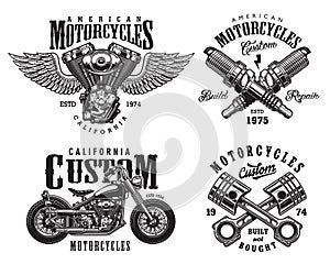 Set of custom motorcycle emblems