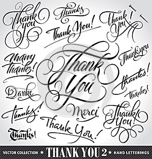 Set of custom THANK YOU hand lettering (vector)