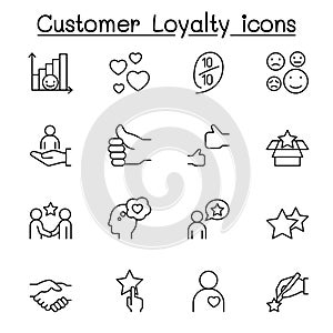 Set of Customer loyalty line icons. contains such icons as review, comment, feedback, customer relationship managment,