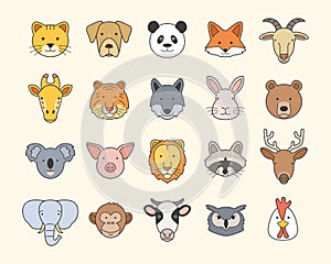 Set of Cute animal Heads