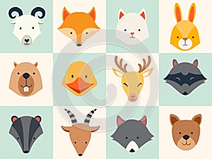 Un conjunto compuesto por lindo los animales iconos 