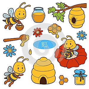 Un impostato composto da Carino gli animali un oggetti vettore famiglia da api 