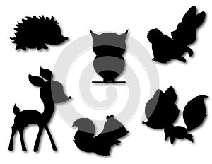 Set of cute animals silhouette vector