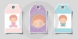 Set of cute babies labels vector design