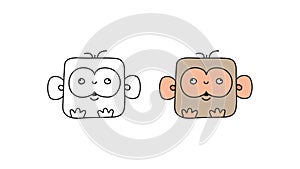 Set of cute baby monkeys. Vector illustration for coloring books, scrapbooking, and stickers