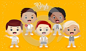 Set of cute boy vector illustration