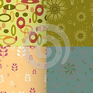 Set of Cute bright seamless patterns. Vector illustration bright design.