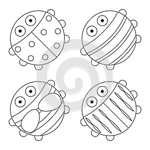 Set of Cute Bugs Colorless