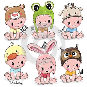 Set of Cute Cartoon Babies