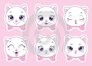 Set of cute cartoon cats emoticons