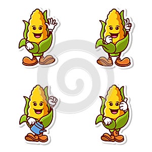 set cute cartoon character of yellow corn