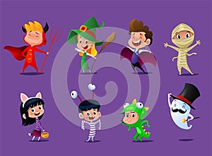 Set of cute cartoon children