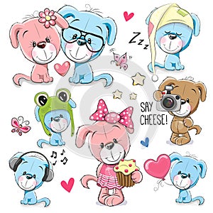 Set of Cute Cartoon Dogs