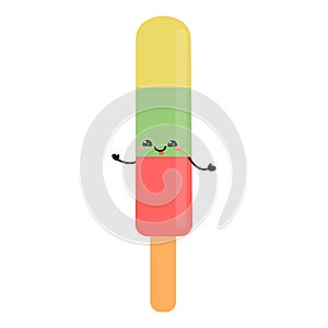 Set of cute cartoon ice creams.Vector illustration of healthy food for takeout, bar or restaurant menu