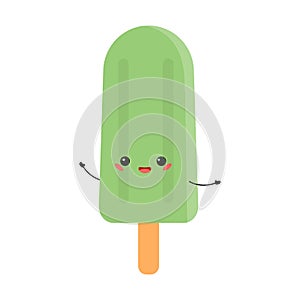 Set of cute cartoon ice creams.Vector illustration of healthy food for takeout, bar or restaurant menu