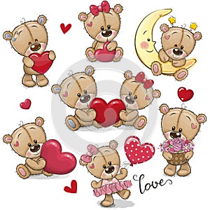 Set of Cute Cartoon Teddy Bear