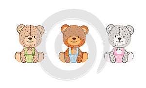 Set of Cute Cartoon Teddy Bear on a white background