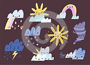 Set of Cute cartoon weather