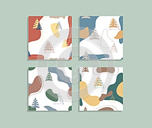Set of cute Christmas character design pattern for postcards, greetings, announcements