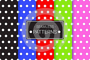 Set of Cute Classic Polkadot Seamless Pattern