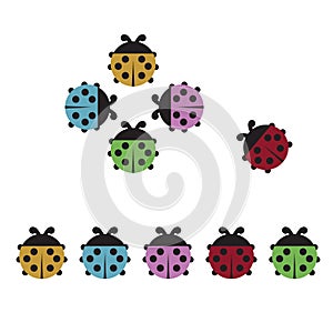 Set of cute colorful ladybugs clip art collection isolated on white background