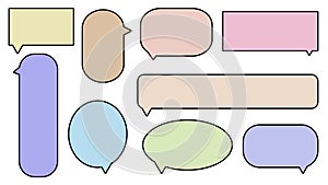 set of the cute colorful speech bubble, conversation box, message box, chatbox, speaking bubble