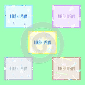 Set of cute colorful text box template banner creative idea concept with pen,light bulb and gear