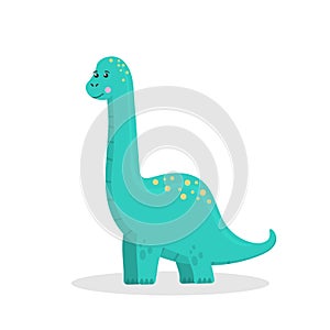 Set of cute dinosaur, brontosaurus and triceratops