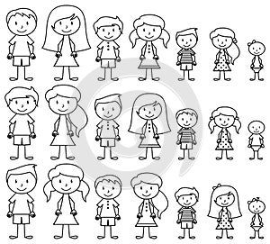 Set of Cute and Diverse Stick People in Vector Format