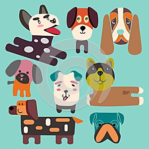 Set a cute dogs head flat collection
